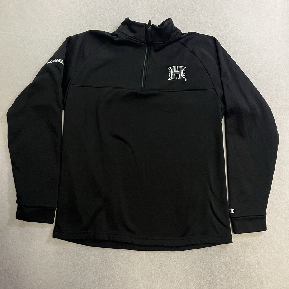 Champion University of Hawaii Pullover Men's Size Medium Black 1/4 Zip